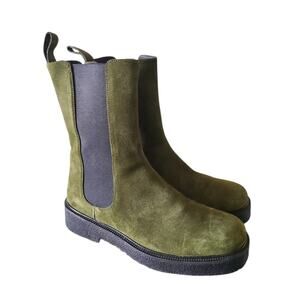 STAUD Palamino Suede Chelsea boots in Olive Size 38/ US Size 8